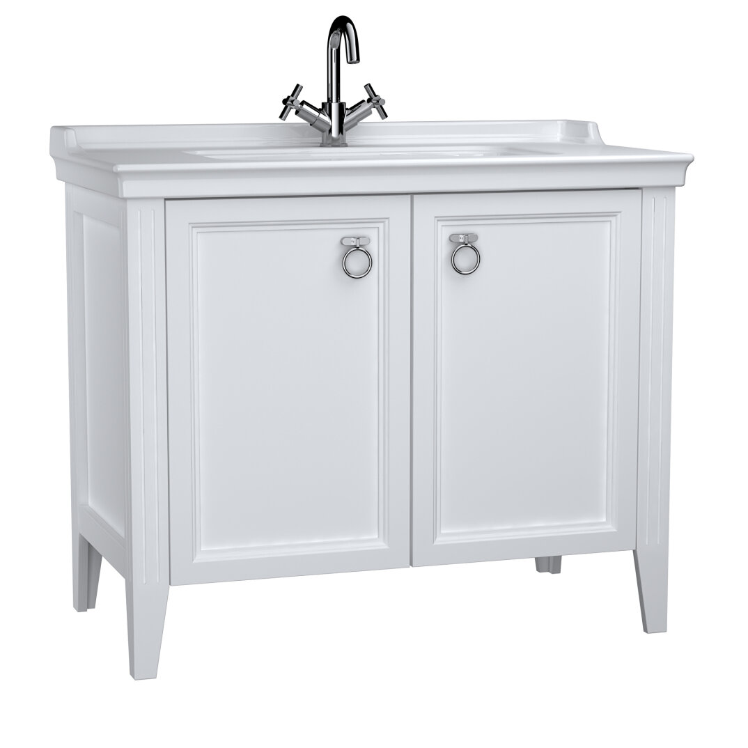 Vitra Valarte Kapaklı Etajerli Lavabo Dolabı, 100 Cm, Mat Beyaz (Lavabo Dahil-Krom Kulplu) 62156 - 6