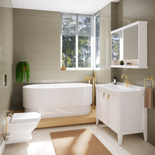 Vitra Valarte Kapaklı Etajerli Lavabo Dolabı, 100 Cm, Mat Beyaz (Lavabo Dahil-Krom Kulplu) 62156 - 7