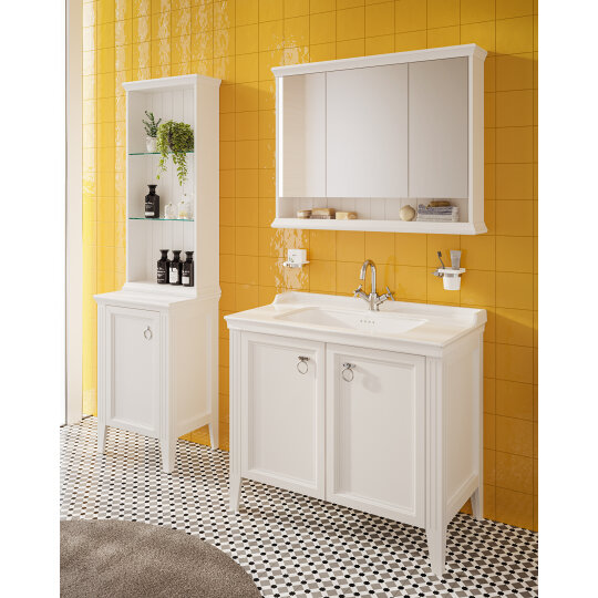 Vitra Valarte Kapaklı Etajerli Lavabo Dolabı, 100 Cm, Mat Beyaz (Lavabo Dahil-Krom Kulplu) 62156 - 8