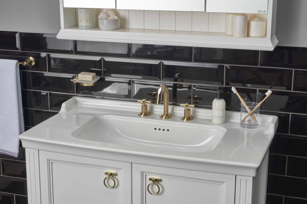 VitrA Valarte Kapaklı Etajerli Lavabo Dolabı, 100 cm, Mat Beyaz (Lavabo Dahil-Krom Kulplu),62165 - 4