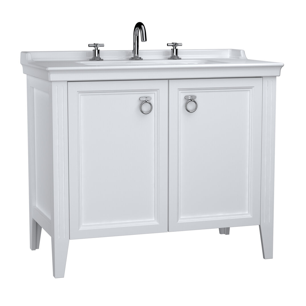 VitrA Valarte Kapaklı Etajerli Lavabo Dolabı, 100 cm, Mat Beyaz (Lavabo Dahil-Krom Kulplu),62165 - 5
