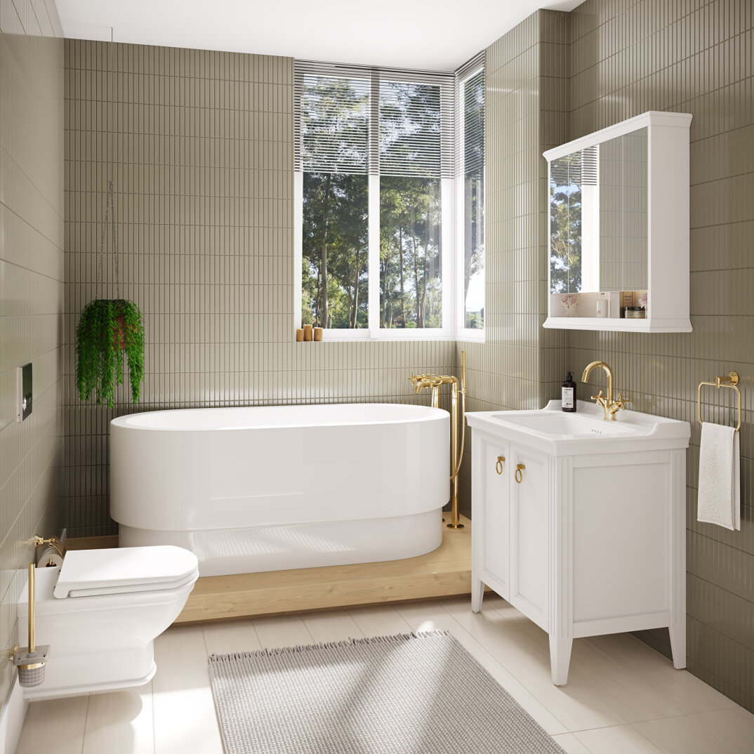 VitrA Valarte Kapaklı Etajerli Lavabo Dolabı, 80 cm, Mat Beyaz (Lavabo Dahil-Krom Kulplu),62153 - 10