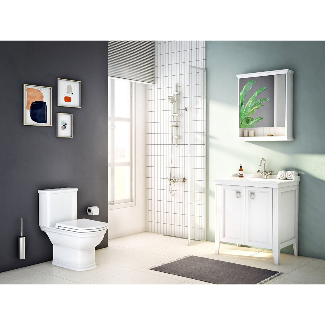 VitrA Valarte Kapaklı Etajerli Lavabo Dolabı, 80 cm, Mat Beyaz (Lavabo Dahil-Krom Kulplu),62153 - 12