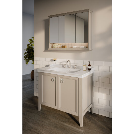Vitra Valarte Kapaklı Etajerli Lavabo Dolabı, 80 Cm, Mat Gri (Lavabo Dahil-Krom Kulplu) 62154 - 11