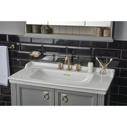 Vitra Valarte Kapaklı Etajerli Lavabo Dolabı, 80 Cm, Mat Gri (Lavabo Dahil-Krom Kulplu) 62154 - 14