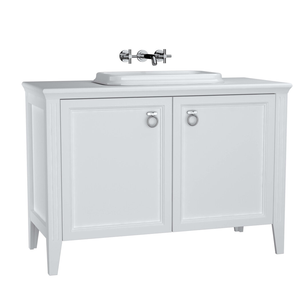 VitrA Valarte Kapaklı Tezgah Üstü Lavabo Dolabı, 120 cm, Mat Beyaz (Lavabo Dahil-Krom Kulplu),62174 - 1