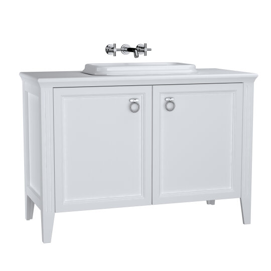 VitrA Valarte Kapaklı Tezgah Üstü Lavabo Dolabı, 120 cm, Mat Beyaz (Lavabo Dahil-Krom Kulplu),62174 - 2