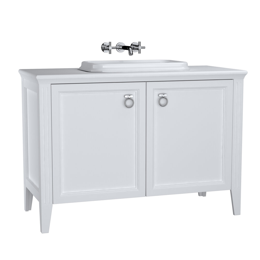 VitrA Valarte Kapaklı Tezgah Üstü Lavabo Dolabı, 120 cm, Mat Beyaz (Lavabo Dahil-Krom Kulplu),62174 - 2