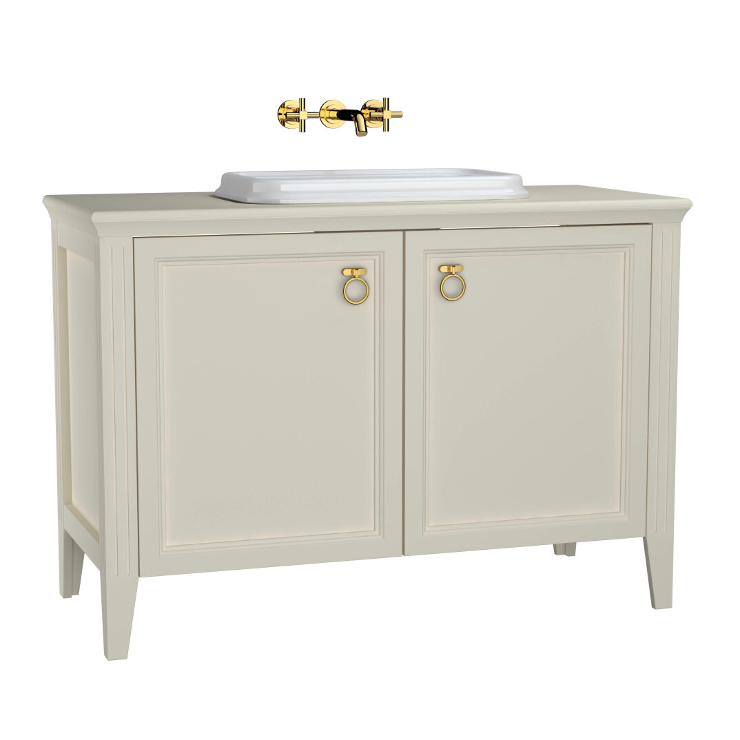 VitrA Valarte Kapaklı Tezgah Üstü Lavabo Dolabı, 120 cm, Mat Fildişi (Lavabo Dahil-Krom Kulplu),62176 - 1