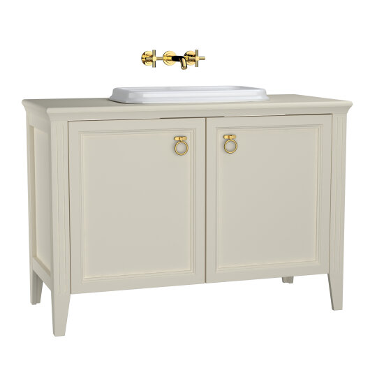 VitrA Valarte Kapaklı Tezgah Üstü Lavabo Dolabı, 120 cm, Mat Fildişi (Lavabo Dahil-Krom Kulplu),62176 - 2