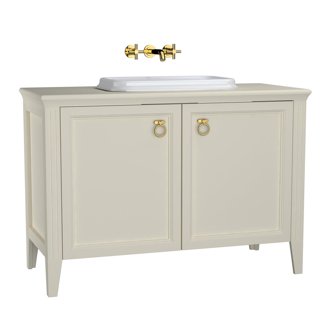 VitrA Valarte Kapaklı Tezgah Üstü Lavabo Dolabı, 120 cm, Mat Fildişi (Lavabo Dahil-Krom Kulplu),62176 - 2