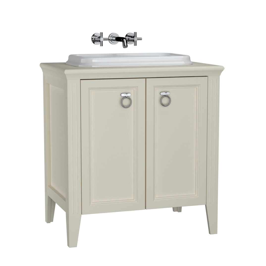 VitrA Valarte Kapaklı Tezgah Üstü Lavabo Dolabı, 80 cm, Mat Fildişi (Lavabo Dahil-Krom Kulplu),62170 - 1