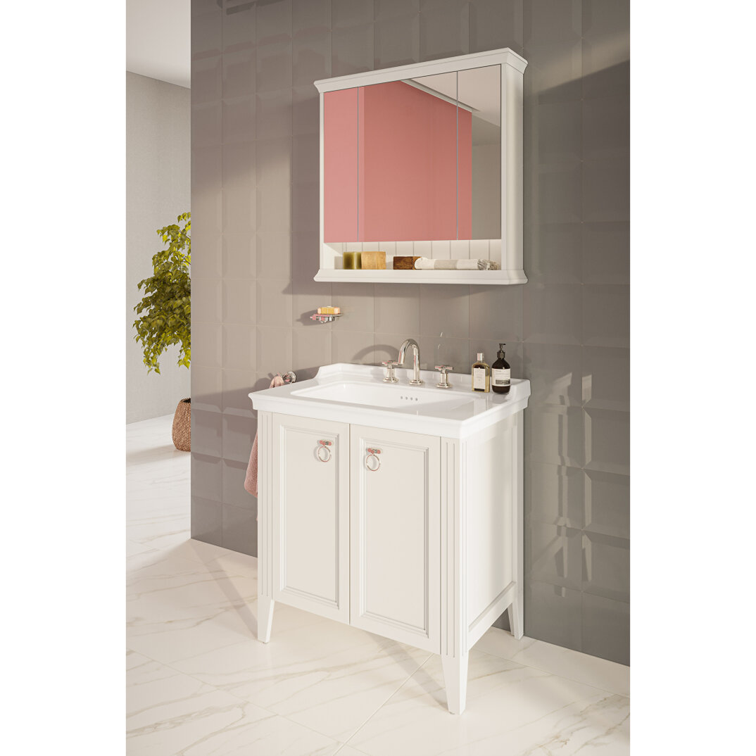VitrA Valarte Led Aydınlatmalı Dolaplı Ayna, 80 cm, Mat Beyaz,62231 - 12