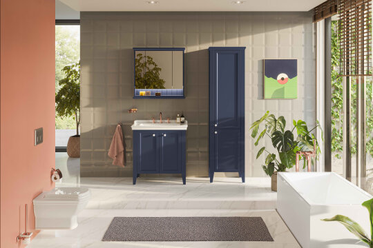 VitrA Valarte Neo Cam Kapaklı Boy Dolabı, 55 cm, Çelik Mavisi (Sağ),65797 - 2