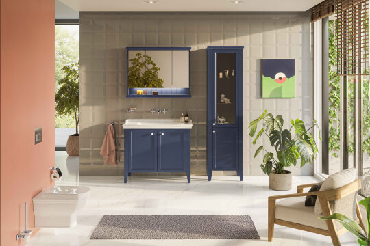 VitrA Valarte Neo Cam Kapaklı Boy Dolabı, 55 cm, Çelik Mavisi (Sağ),65797 - 4