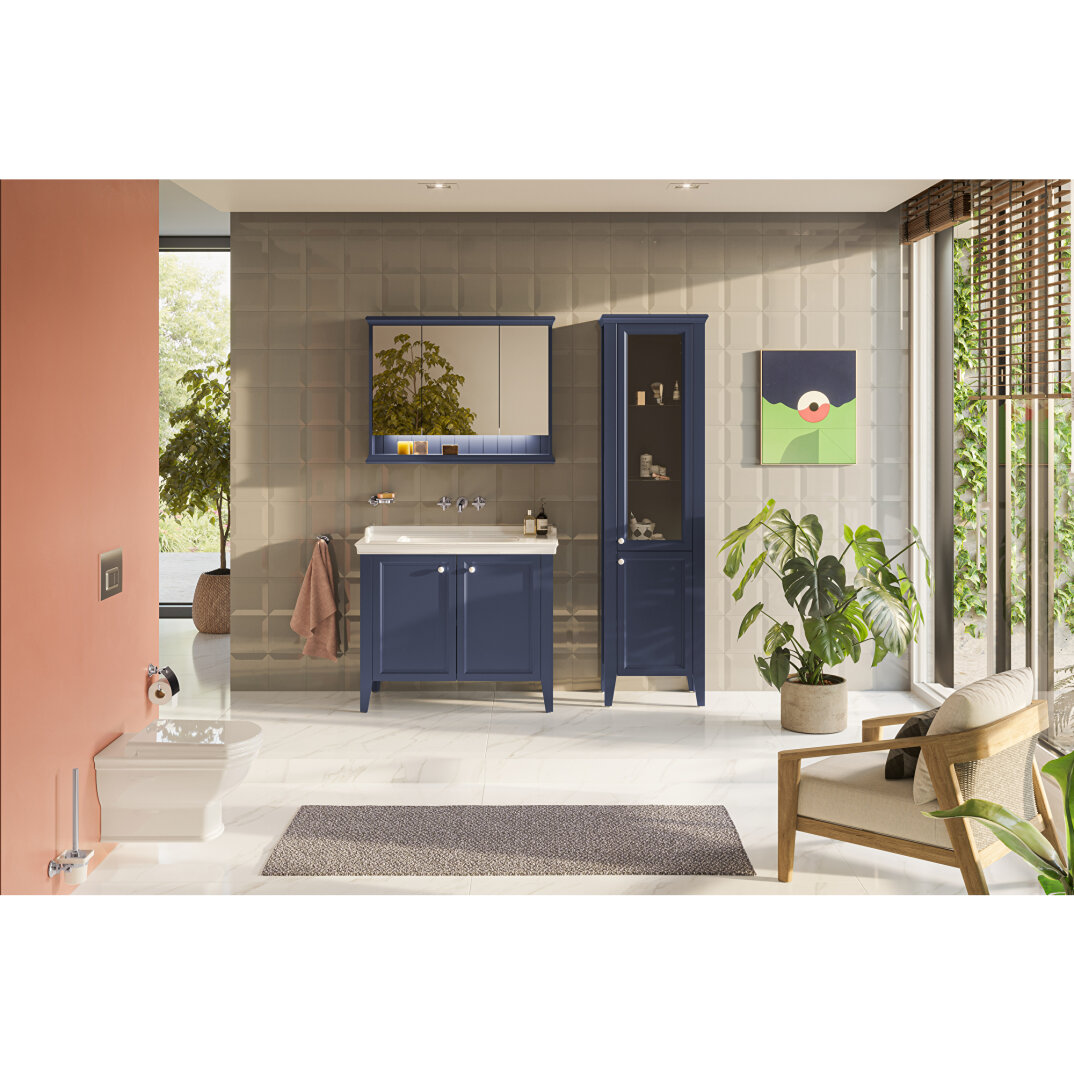 VitrA Valarte Neo Cam Kapaklı Boy Dolabı, 55 cm, Çelik Mavisi (Sağ),65797 - 9