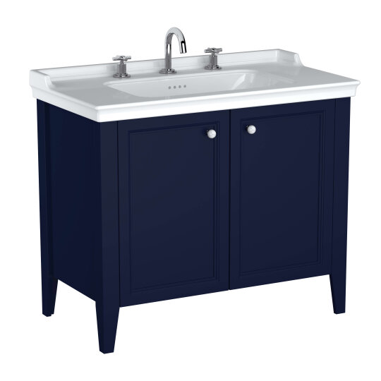 VitrA Valarte Neo Kapaklı Etajerli Lavabo Dolabı, 100 cm, Çelik Mavisi (Lavabo dahil),65771