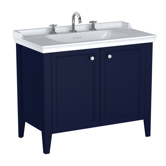 VitrA Valarte Neo Kapaklı Etajerli Lavabo Dolabı, 100 cm, Çelik Mavisi (Lavabo dahil),65771 - 2