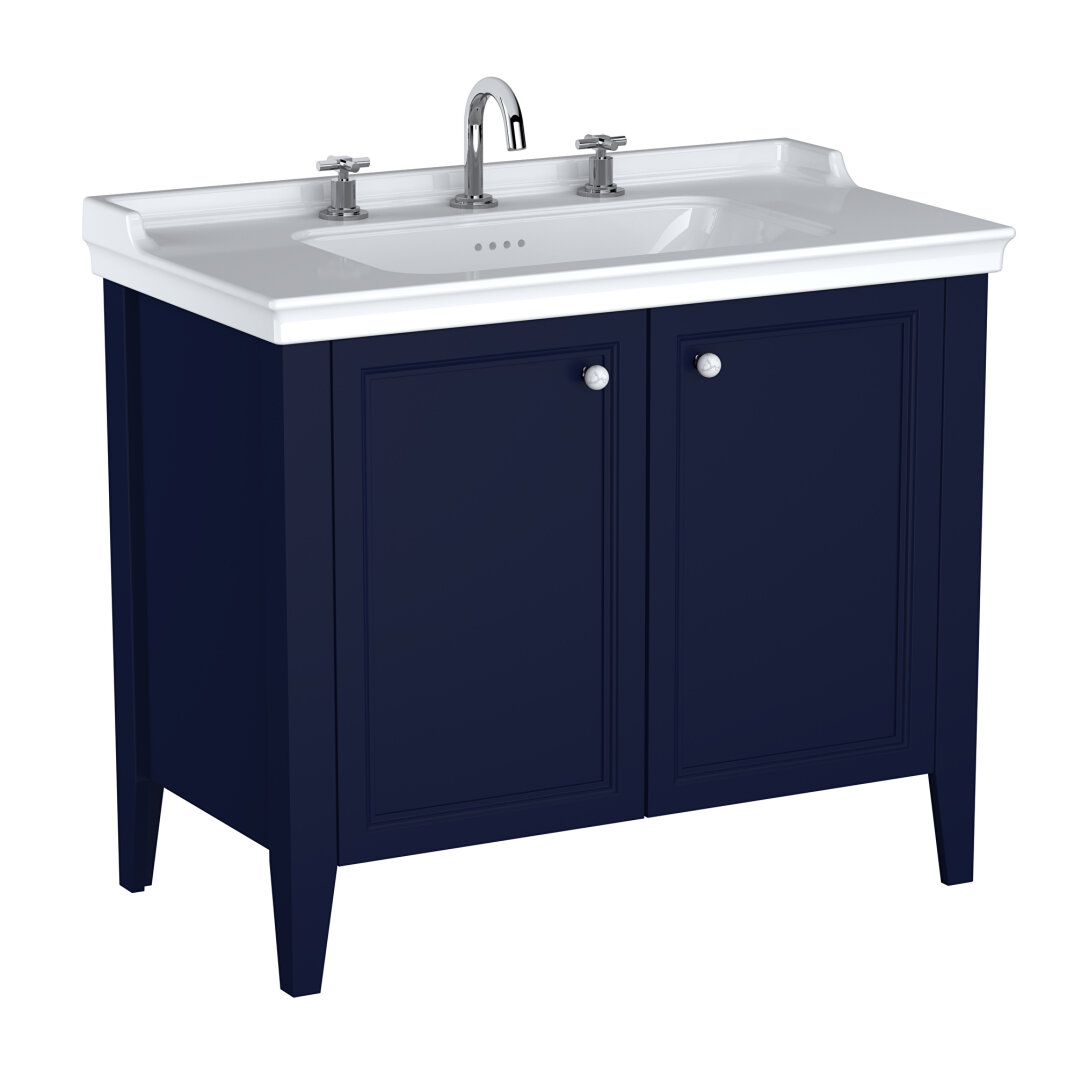 VitrA Valarte Neo Kapaklı Etajerli Lavabo Dolabı, 100 cm, Çelik Mavisi (Lavabo dahil),65771 - 2