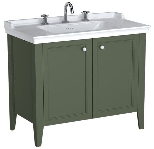 VitrA Valarte Neo Kapaklı Etajerli Lavabo Dolabı, 100 cm, Retro Yeşil (Lavabo dahil),65837