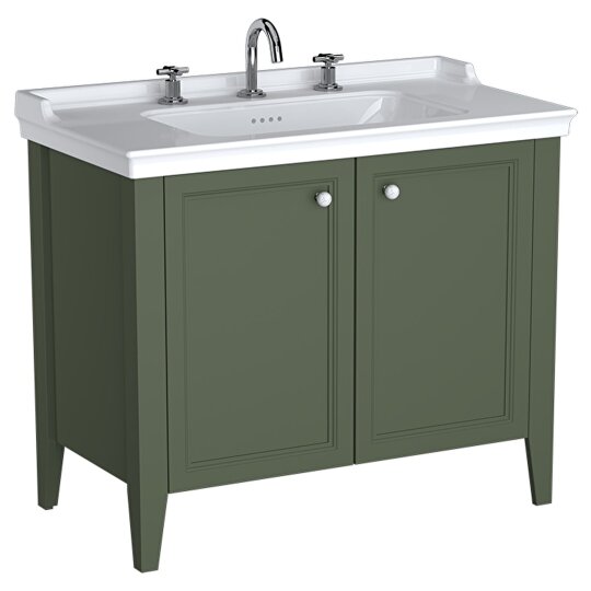 VitrA Valarte Neo Kapaklı Etajerli Lavabo Dolabı, 100 cm, Retro Yeşil (Lavabo dahil),65837 - 2