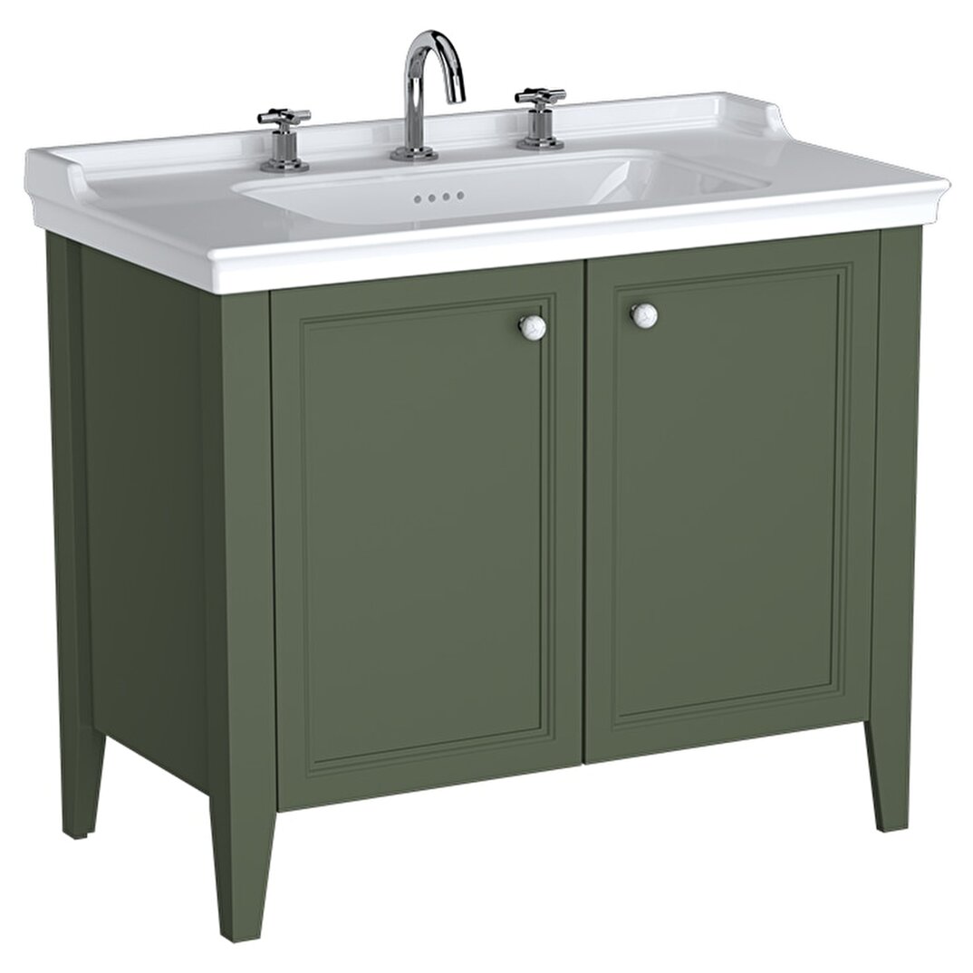 VitrA Valarte Neo Kapaklı Etajerli Lavabo Dolabı, 100 cm, Retro Yeşil (Lavabo dahil),65837 - 2