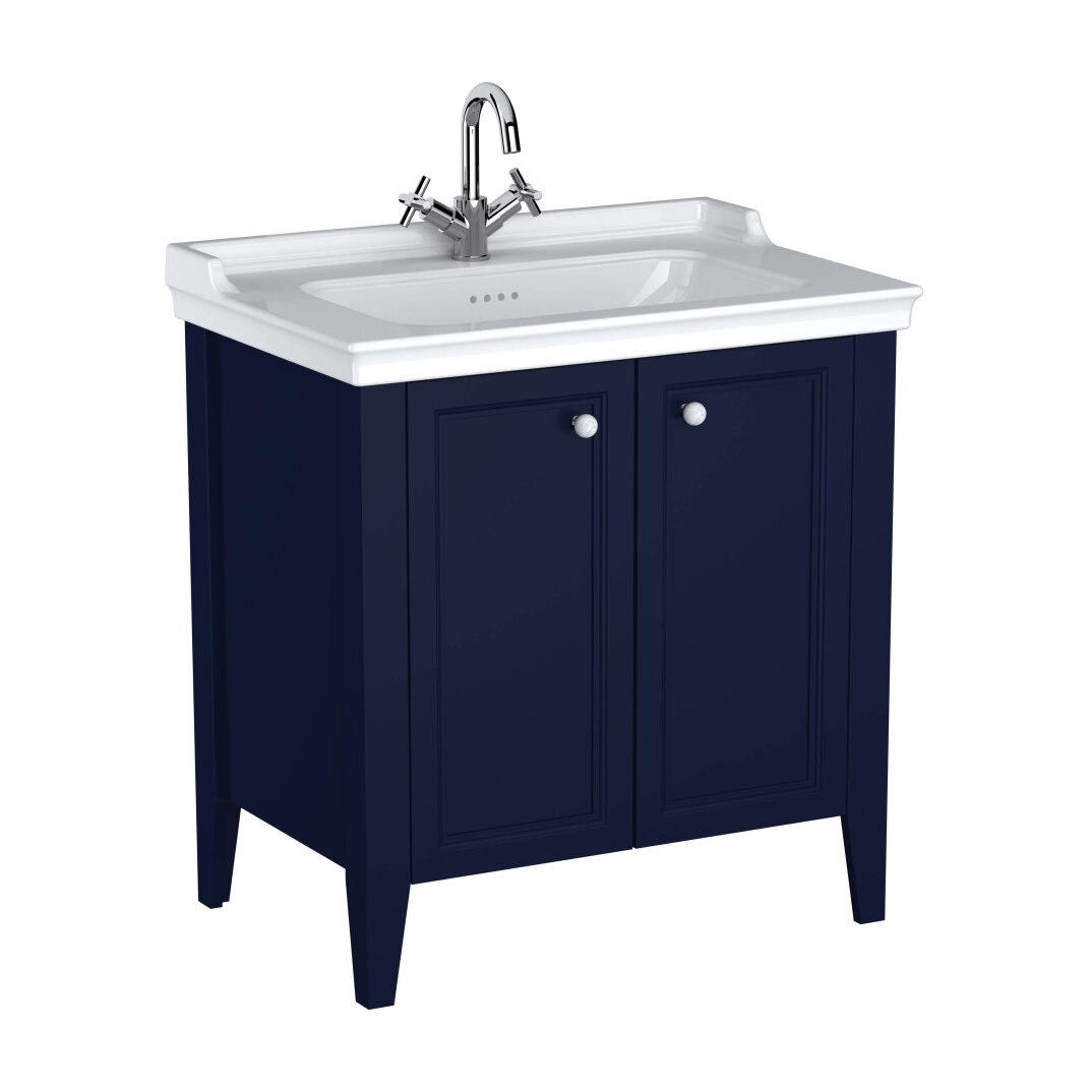 VitrA Valarte Neo Kapaklı Etajerli Lavabo Dolabı, 80 cm, Çelik Mavisi (Lavabo dahil),65766 - 1