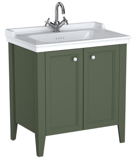 VitrA Valarte Neo Kapaklı Etajerli Lavabo Dolabı, 80 cm, Retro Yeşil (Lavabo dahil),65805
