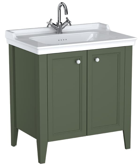 VitrA Valarte Neo Kapaklı Etajerli Lavabo Dolabı, 80 cm, Retro Yeşil (Lavabo dahil),65805 - 1
