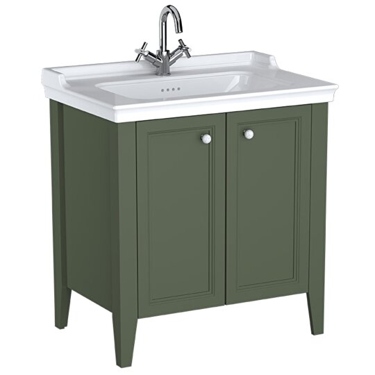 VitrA Valarte Neo Kapaklı Etajerli Lavabo Dolabı, 80 cm, Retro Yeşil (Lavabo dahil),65805 - 2