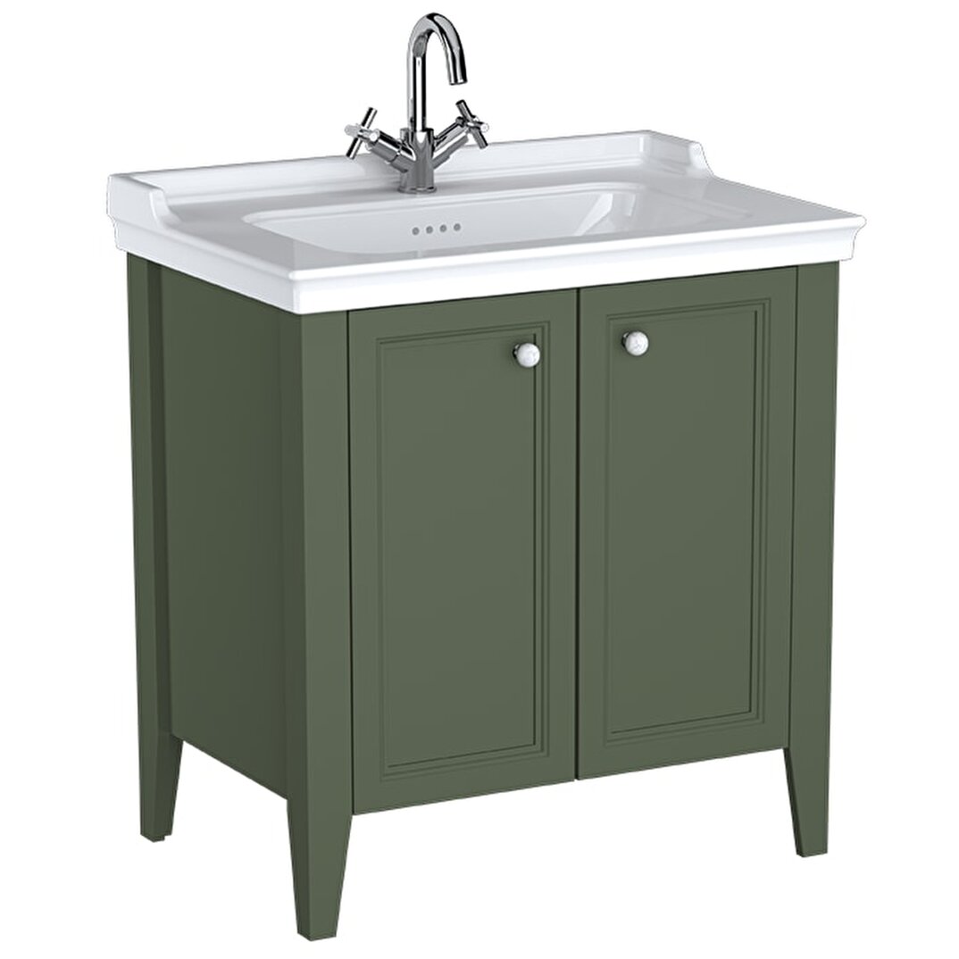 VitrA Valarte Neo Kapaklı Etajerli Lavabo Dolabı, 80 cm, Retro Yeşil (Lavabo dahil),65805 - 2