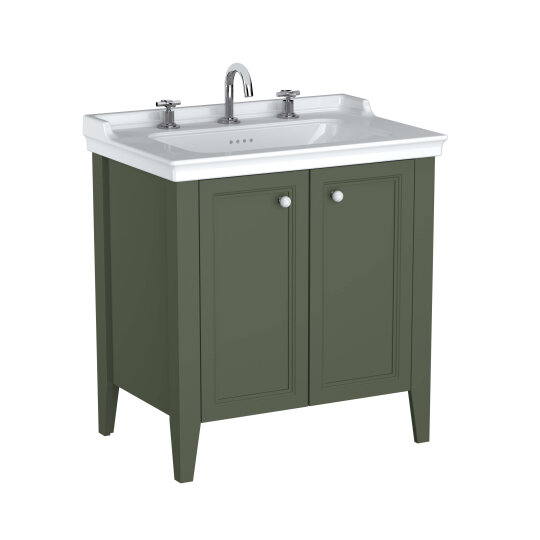 VitrA Valarte Neo Kapaklı Etajerli Lavabo Dolabı, 80 cm, Retro Yeşil (Lavabo dahil),65836