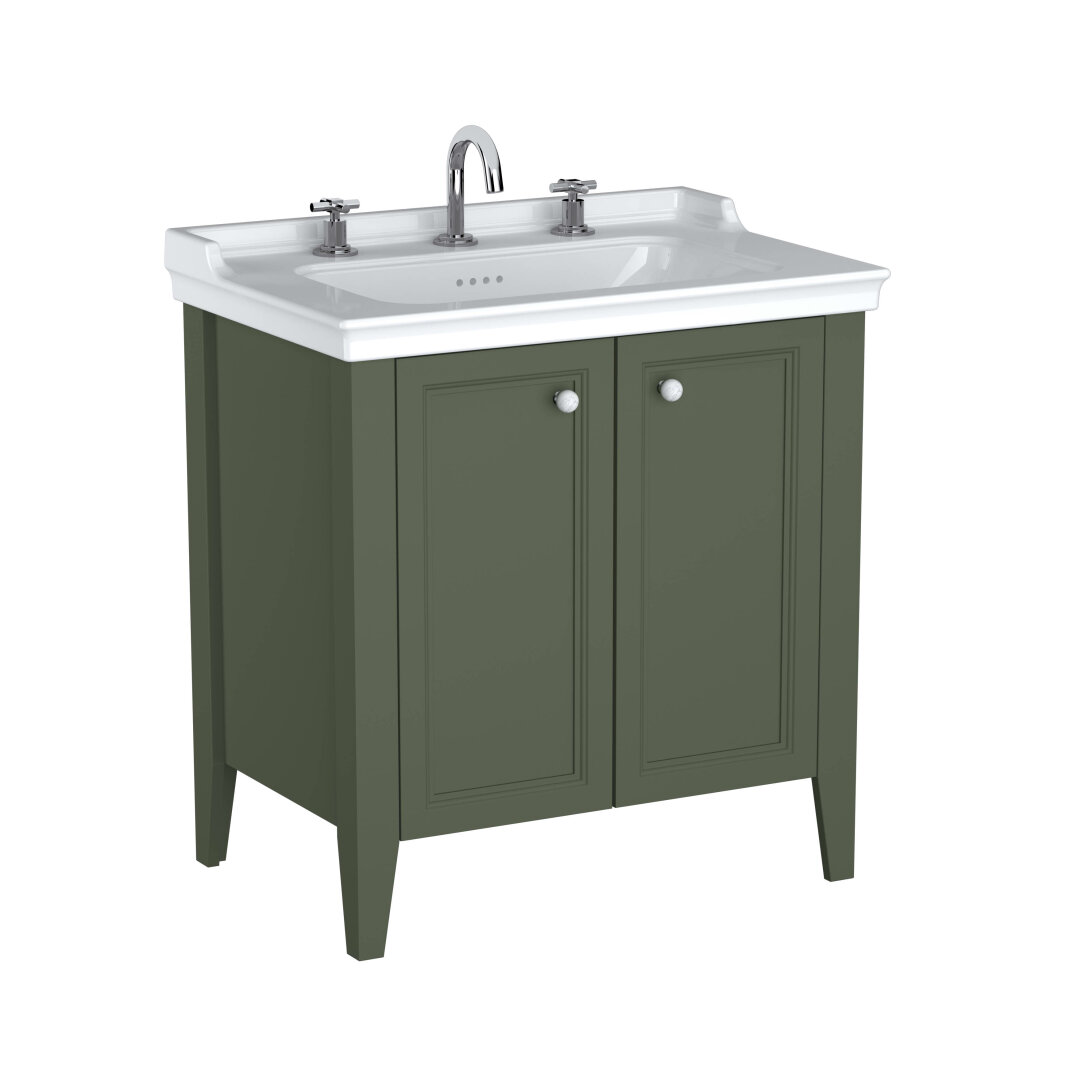 VitrA Valarte Neo Kapaklı Etajerli Lavabo Dolabı, 80 cm, Retro Yeşil (Lavabo dahil),65836 - 1