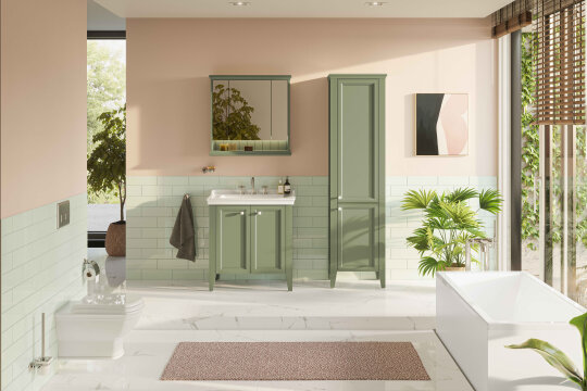 VitrA Valarte Neo Kapaklı Etajerli Lavabo Dolabı, 80 cm, Retro Yeşil (Lavabo dahil),65836 - 2