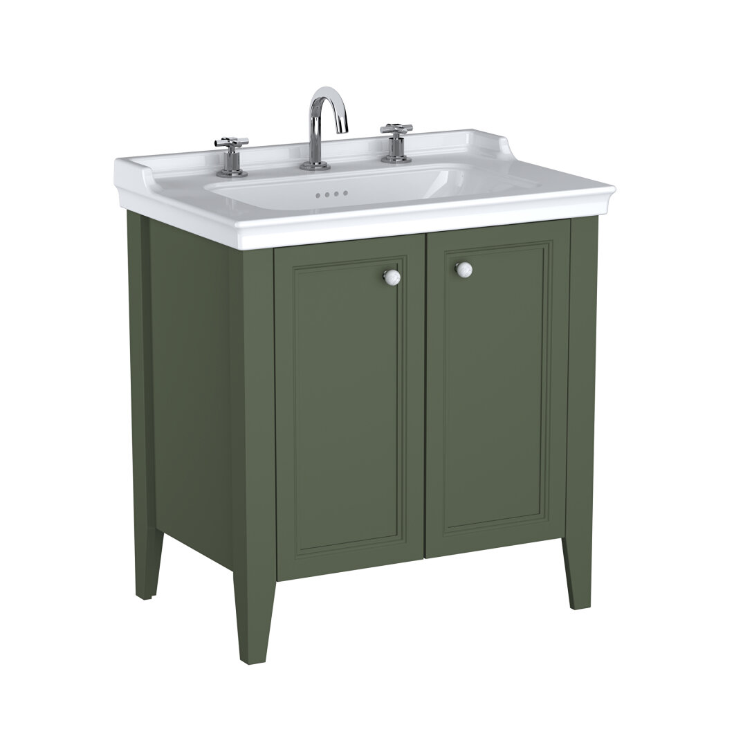 VitrA Valarte Neo Kapaklı Etajerli Lavabo Dolabı, 80 cm, Retro Yeşil (Lavabo dahil),65836 - 5