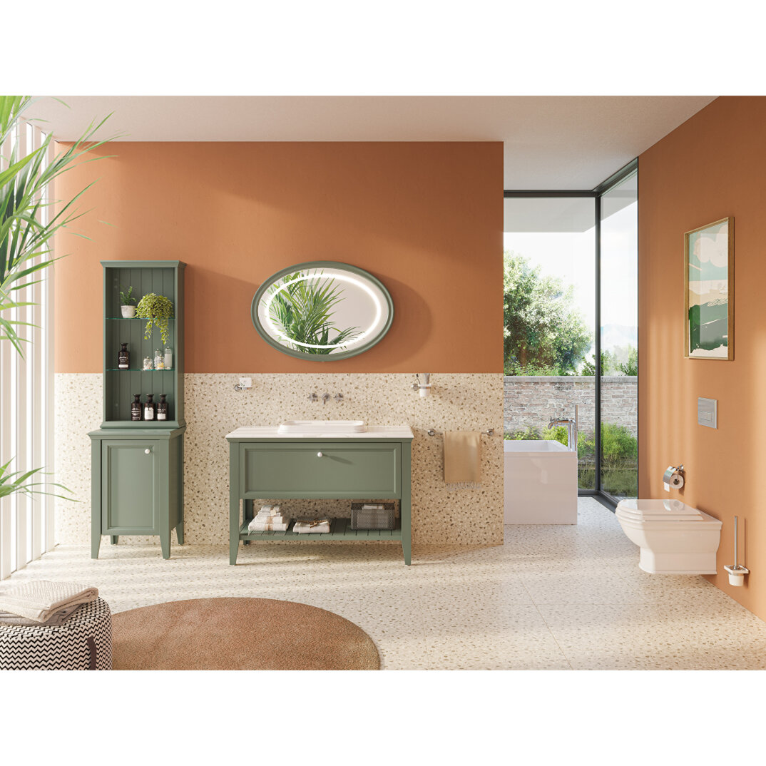 VitrA Valarte Neo Tek Çekmeceli Tezgah Üstü Lavabo Dolabı, 120 cm, Retro Yeşil (Mermer Tezgah ve Lavabo dahil),65822 - 6
