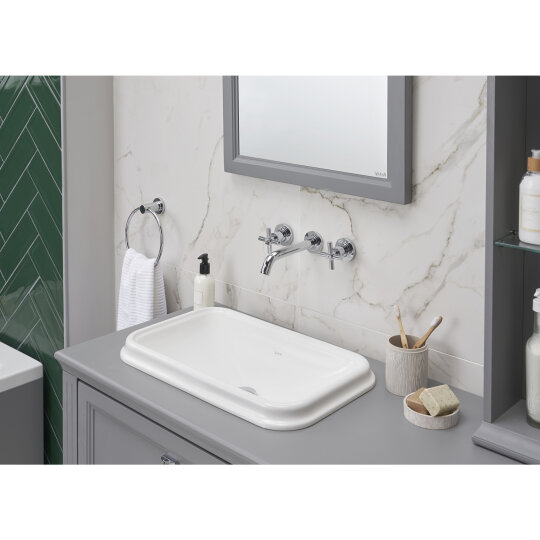 Vitra Valarte Tek Çekmeceli Tezgah Üstü Lavabo Dolabı, 100 cm, Mat Gri (Lavabo Dahil-Krom Kulplu) 62199 - 5