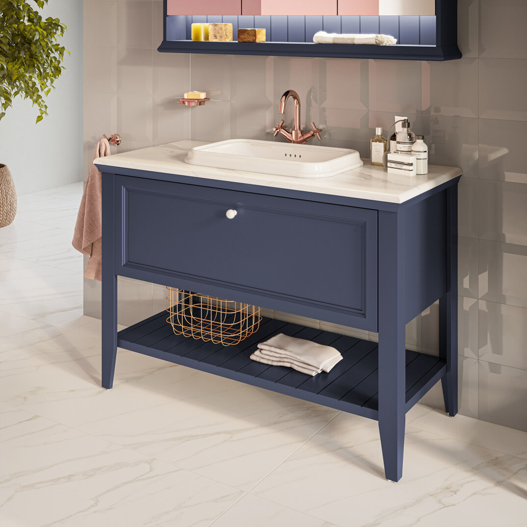 Vitra Valarte Tezgah Üstü Lavabo Dolabı Neo Tek Çekmeceli, 120 Cm, Çelik Mavisi (Mermer Tezgah Ve Lavabo Dahil) 65783 - 7