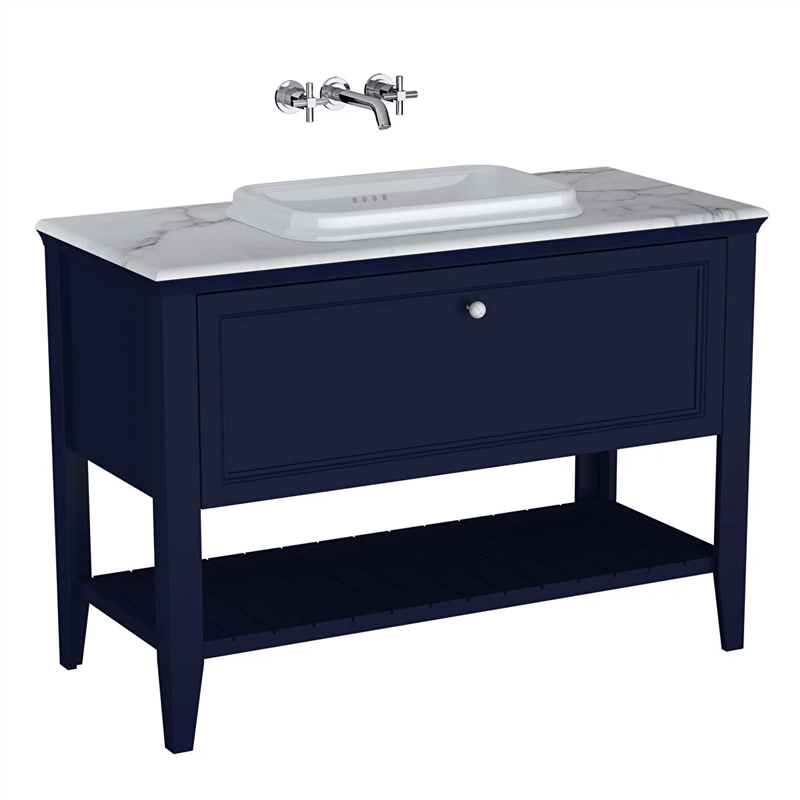 Vitra Valarte Tezgah Üstü Lavabo Dolabı Neo Tek Çekmeceli, 120 Cm, Çelik Mavisi (Mermer Tezgah Ve Lavabo Dahil) 65783 - 1