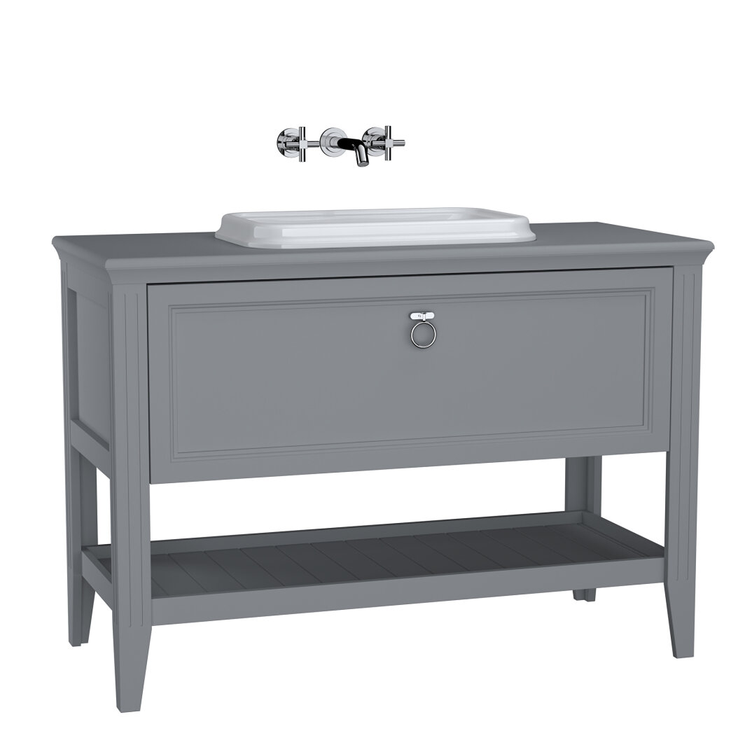 Vitra Valarte Tezgah Üstü Lavabo Dolabı Tek Çekmeceli, 120 Cm, Mat Gri (Lavabo Dahil-Krom Kulplu) 62202 - 3